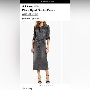 WASH LAB Piece Dyed Denim Dress - Color Grey, Size Medium